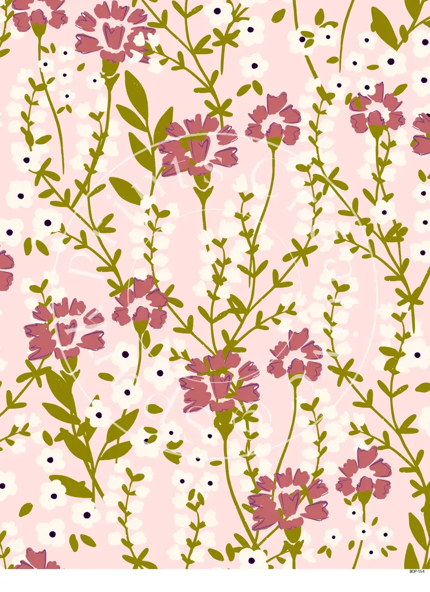 Pastel Colored Botanicals Transfer Sheet Image BOP-154