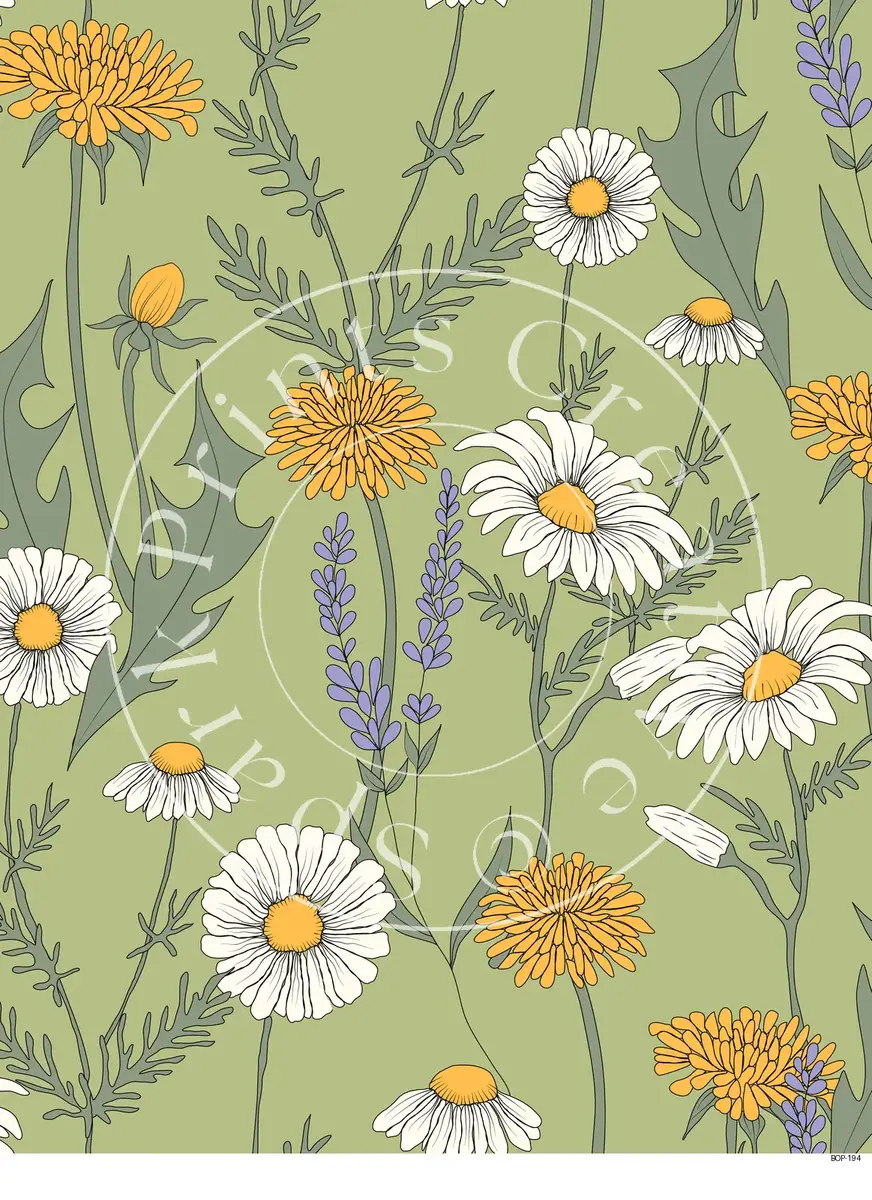 Pastel Colored Botanicals Transfer Sheet Image BOP-194