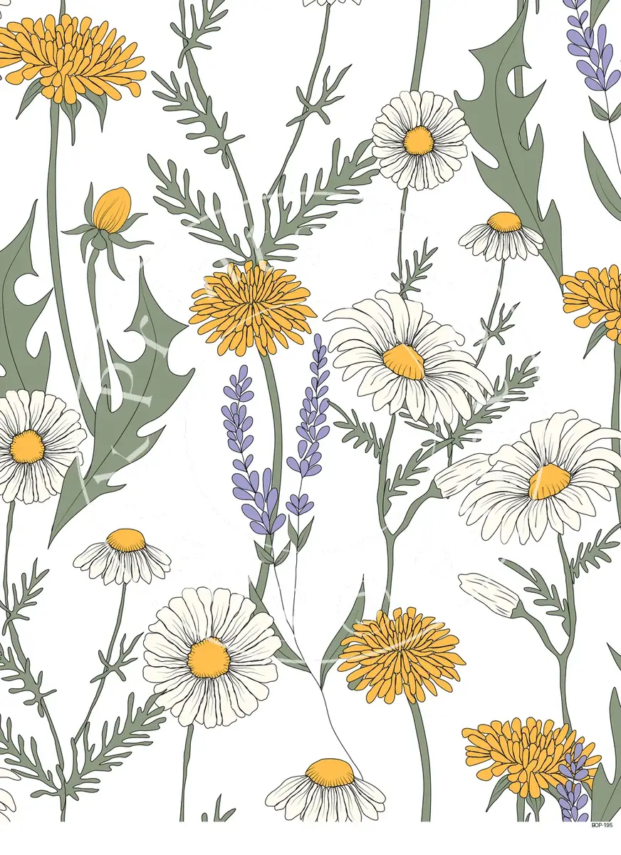 Pastel Colored Botanicals Transfer Sheet Image BOP-195