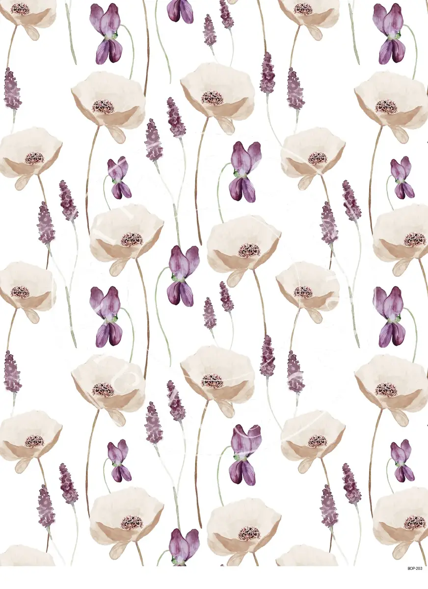 Pastel Colored Botanicals Transfer Sheet Image BOP-203