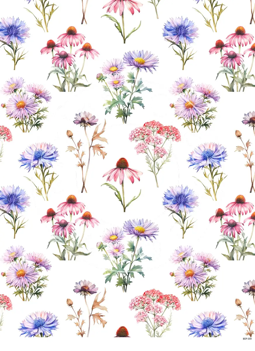 Pastel Colored Botanicals Transfer Sheet Image BOP-209