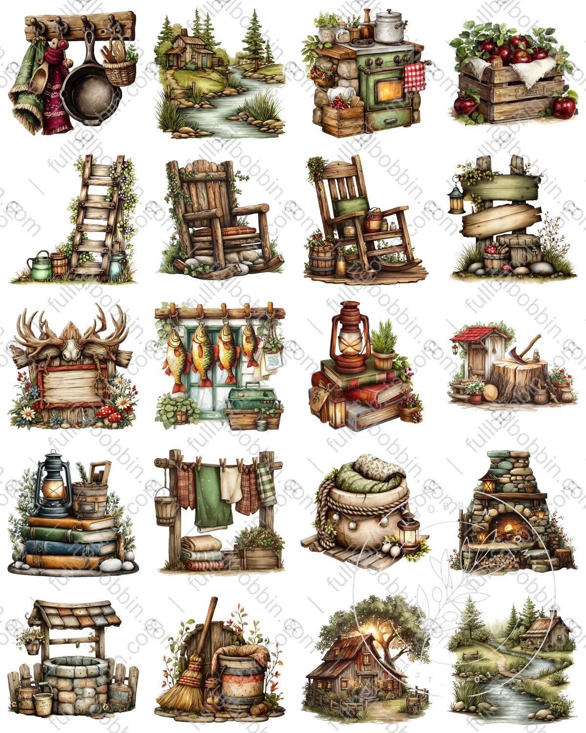 Cabin Home Charms Set for Water Soluble Paper