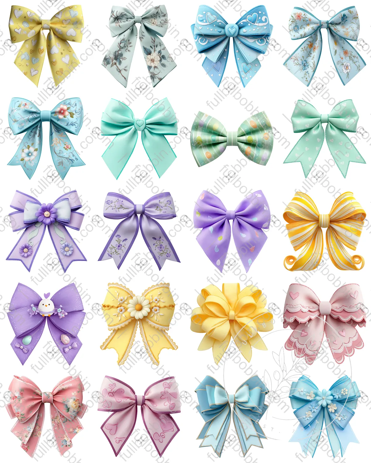 Fancy Bows Charms Set for Water Soluble Paper