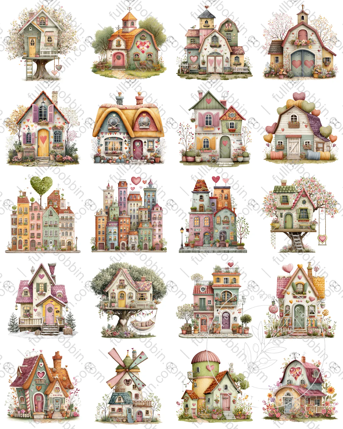 Heart Homes Charms Set for Water Soluble Paper