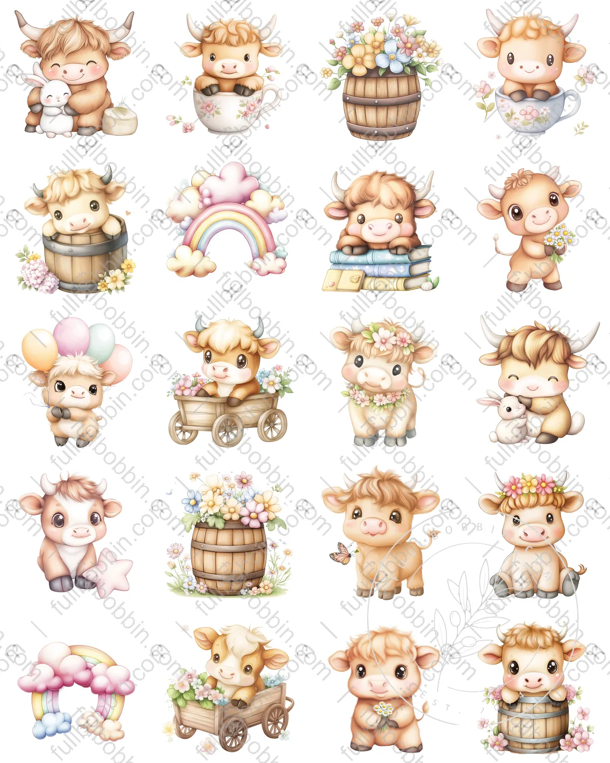 Highland Babies Charms Set for Water Soluble Paper