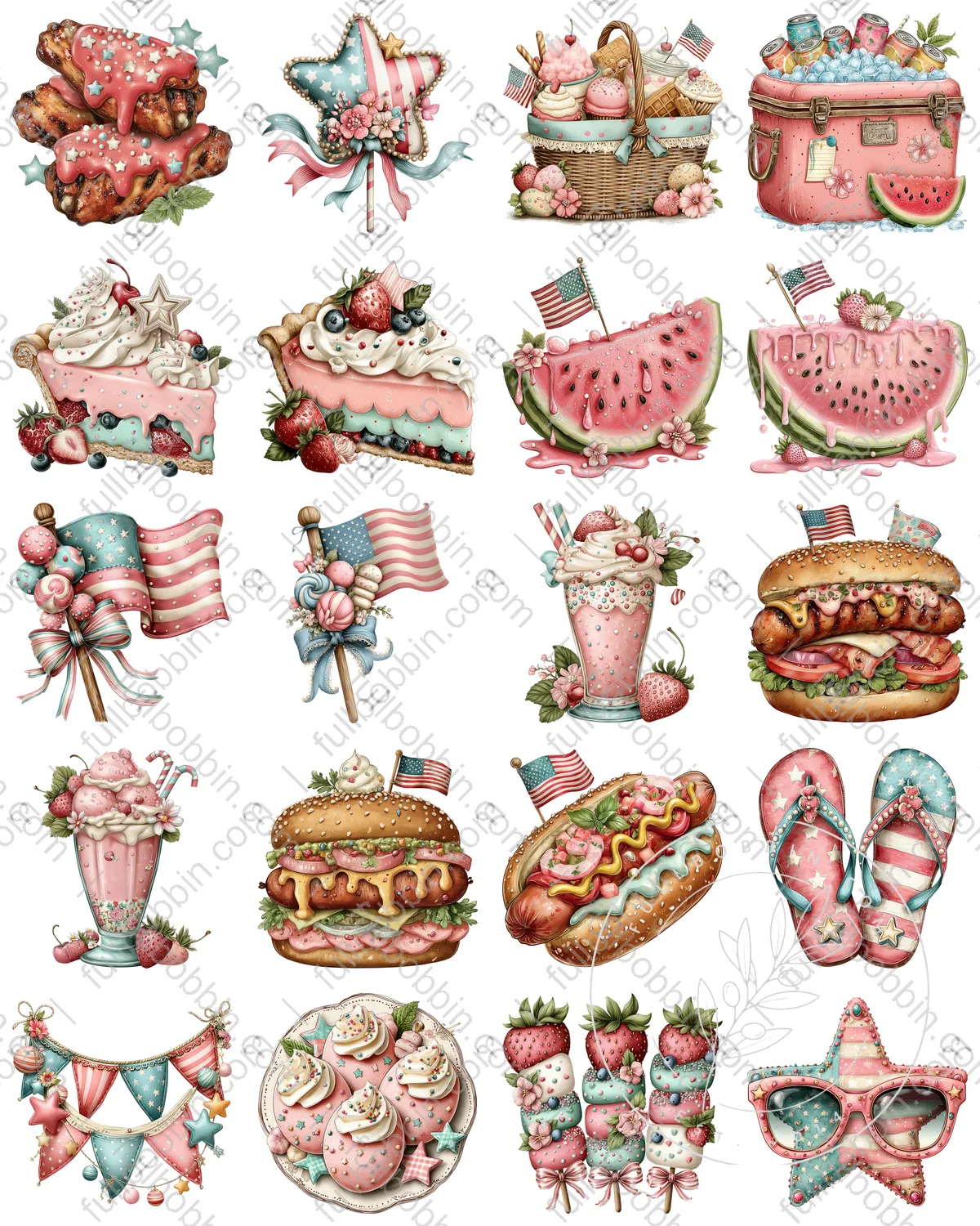 Independence Bbq Charms Set for Water Soluble Paper