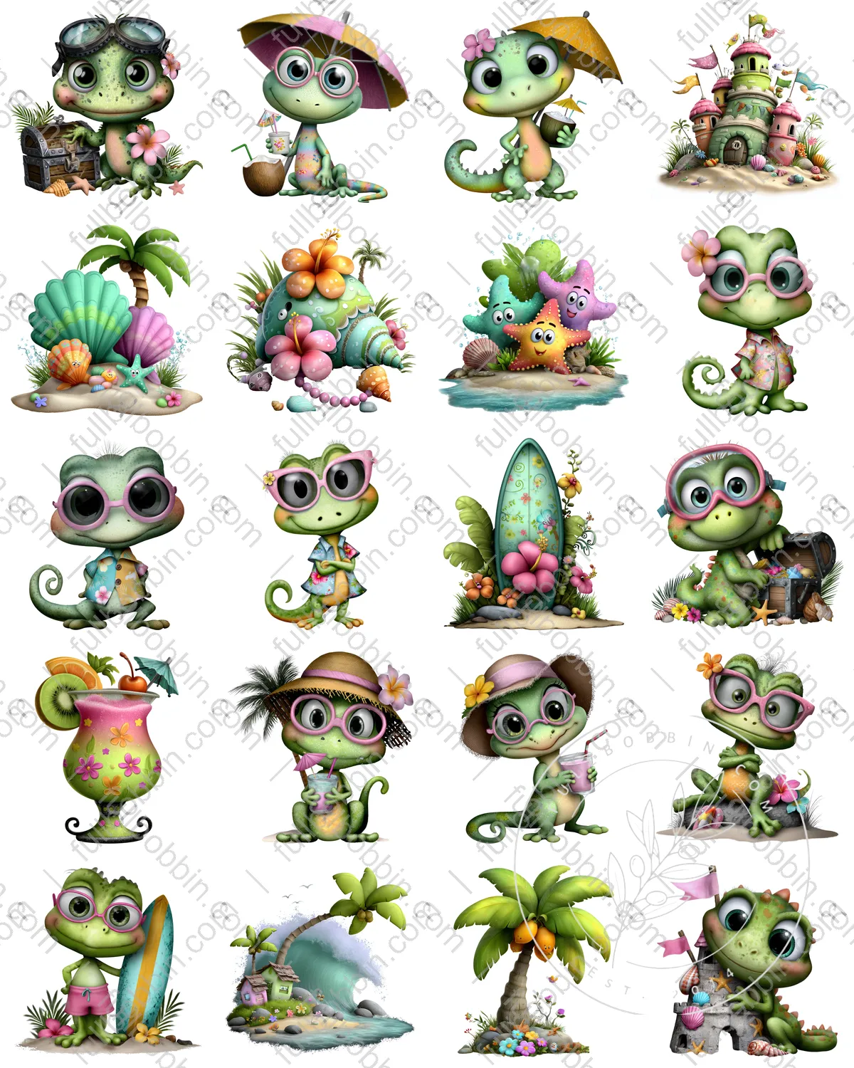 Lizard Fun Charms Set for Water Soluble Paper