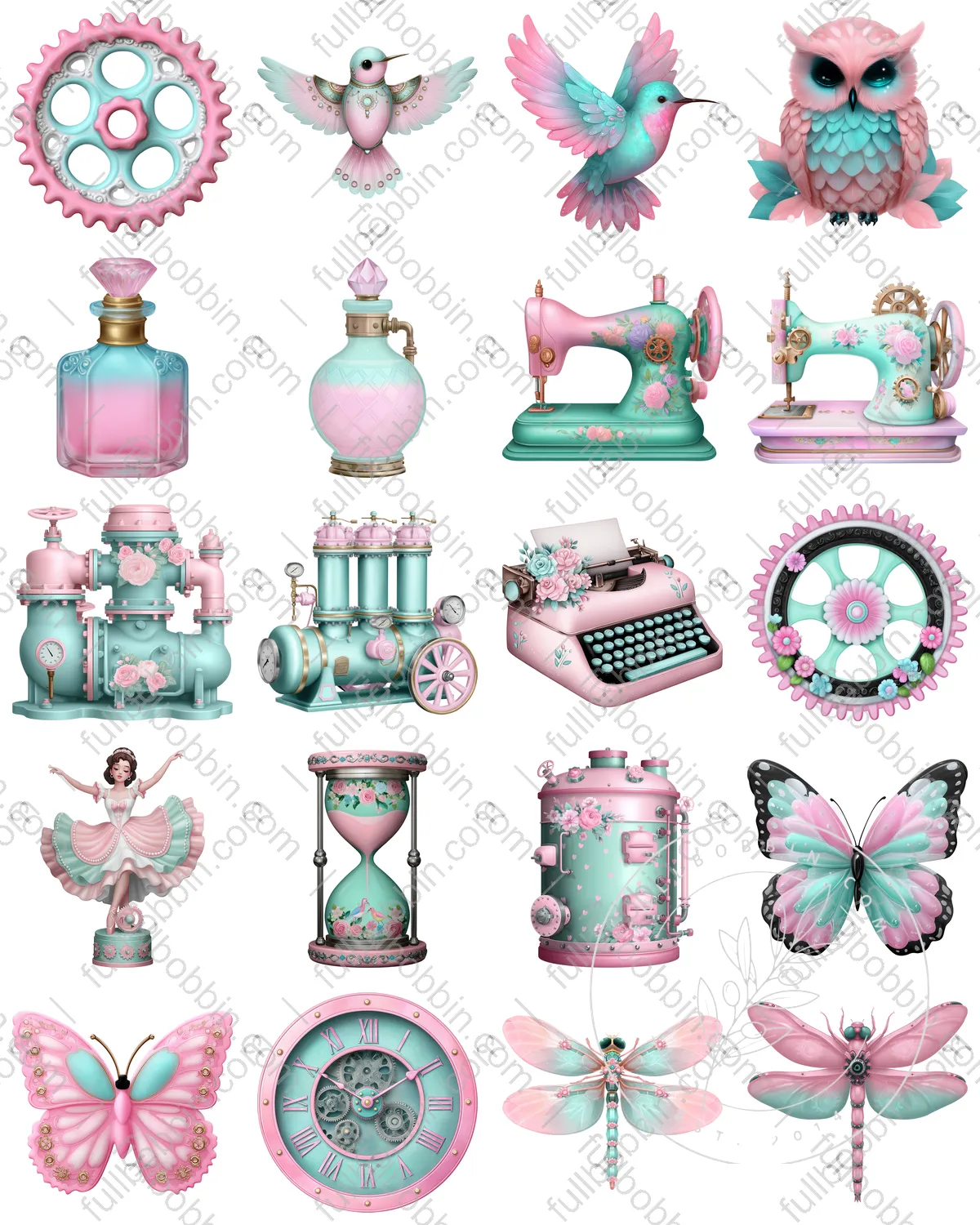 Steam Pink Charms Set for Water Soluble Paper