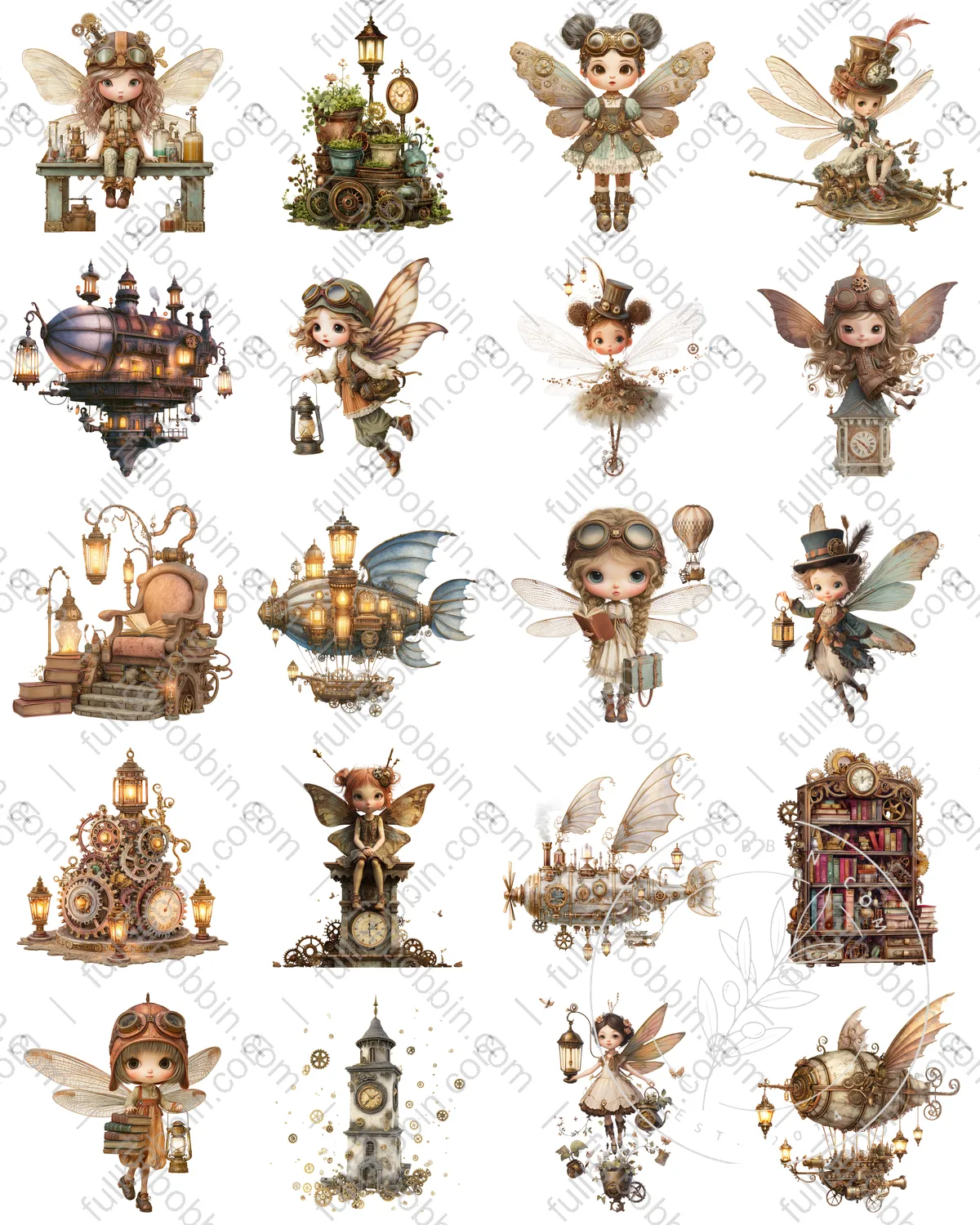 Steampunk Sprites Charms Set for Water Soluble Paper