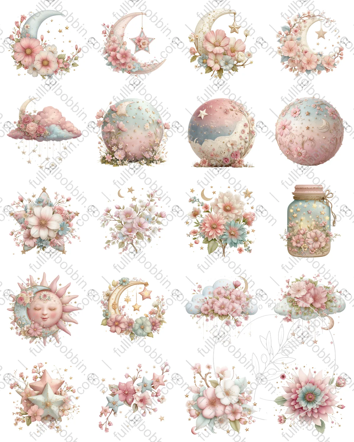 Sun Moon Stars Charms Set for Water Soluble Paper