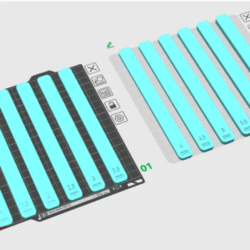 12 labeled 3D printable polymer clay depth guides from 1 to 7 mm