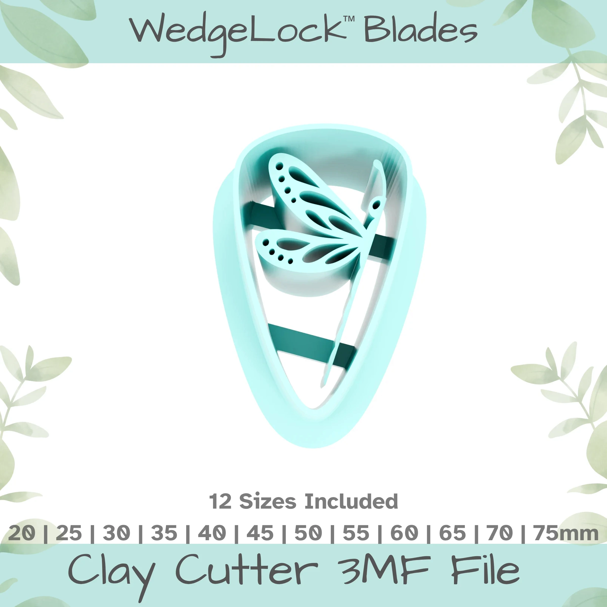 Dragonfly No. 2 Polymer Clay Cutter - 12 Sizes | 24 files, Standard & Thin Versions