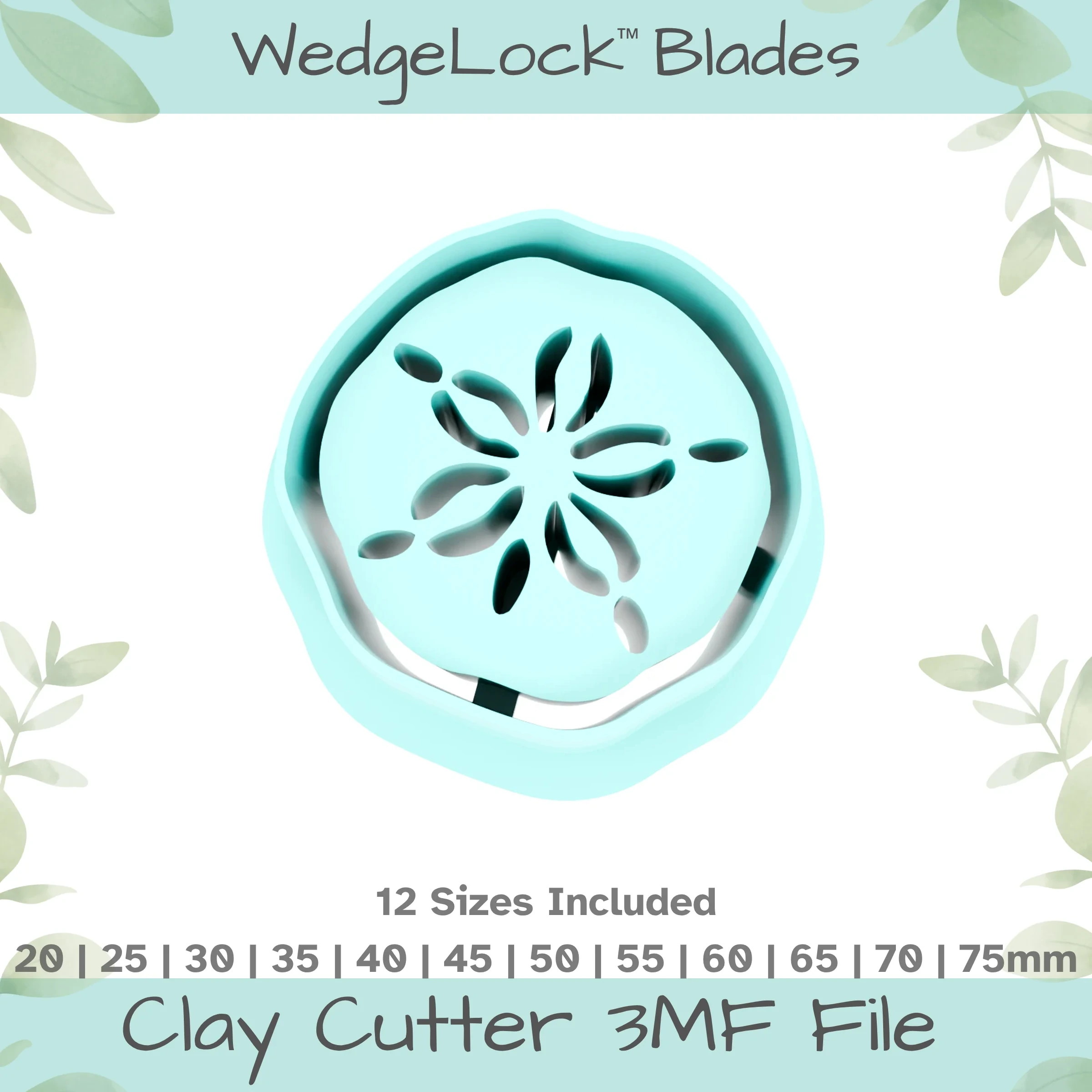 Sand Dollar Polymer Clay Cutter - 12 Sizes | 24 files, Standard & Thin Versions