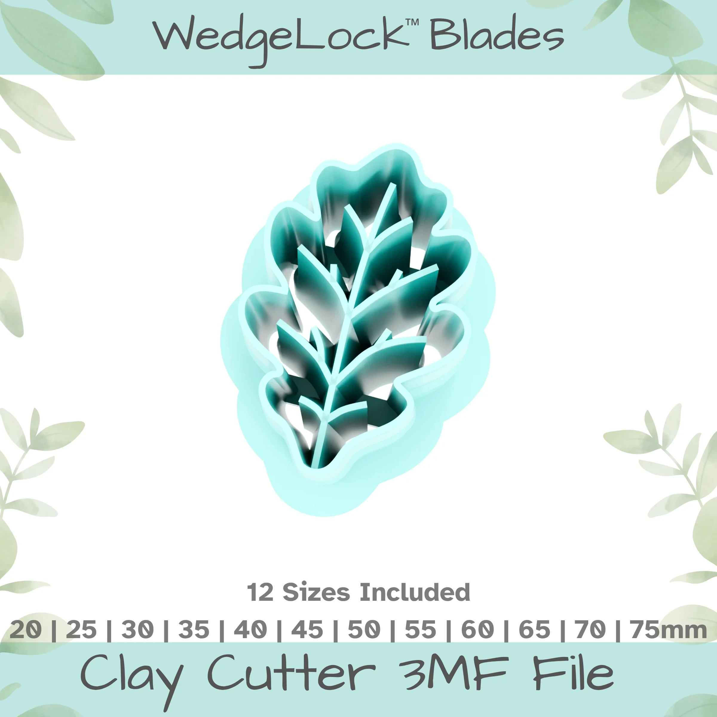 Oak Leaf Polymer Clay Cutter - 12 Sizes | 24 files, Standard & Thin Versions