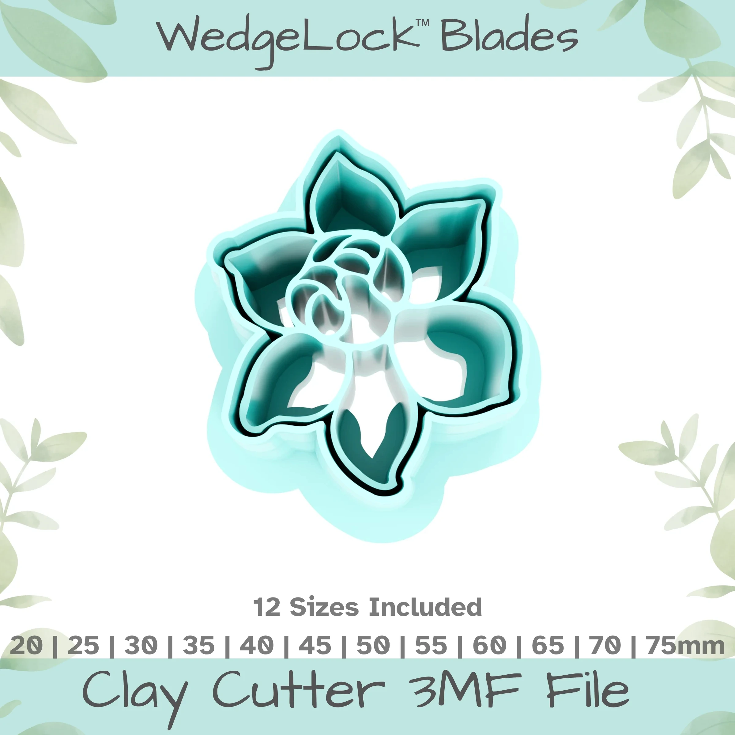 Flower No. 1 Polymer Clay Cutter - 12 Sizes | 24 files, Standard & Thin Versions