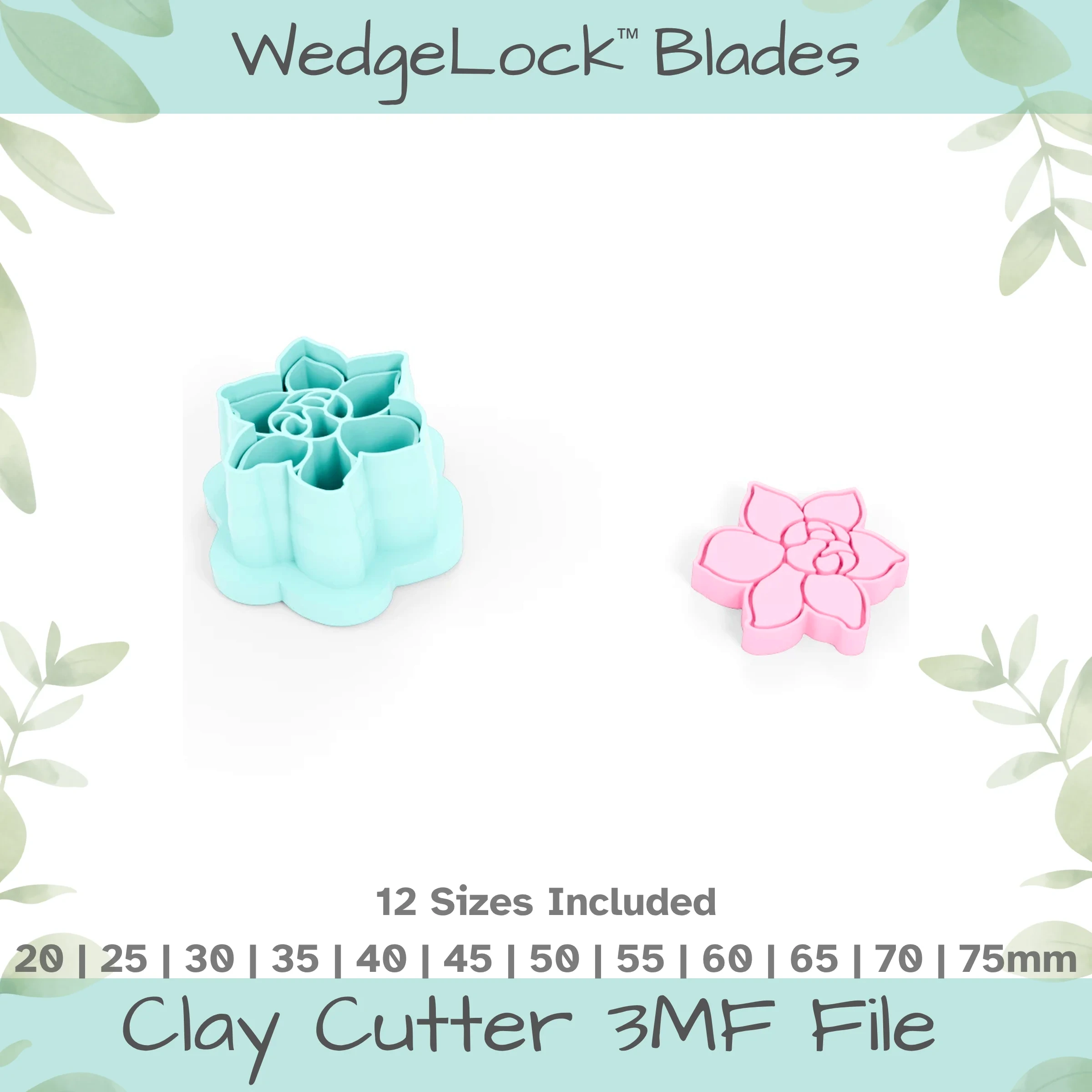 Flower No. 1 Polymer Clay Cutter - 12 Sizes | 24 files, Standard & Thin Versions
