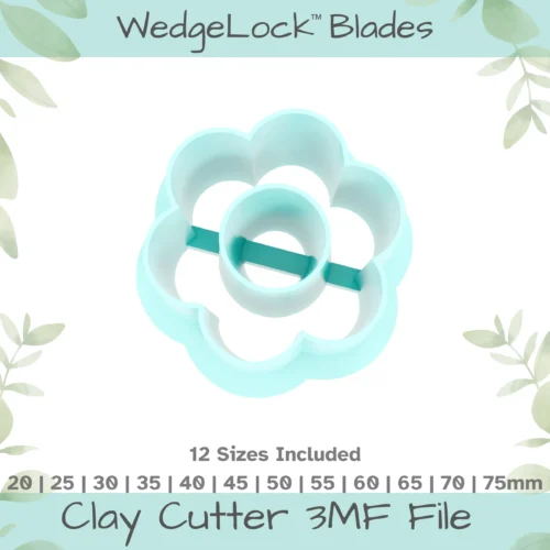 6 Petal Flower Imprint Center Polymer Clay Cutter - 12 Sizes | 24 files, Standard & Thin Versions - Image 1