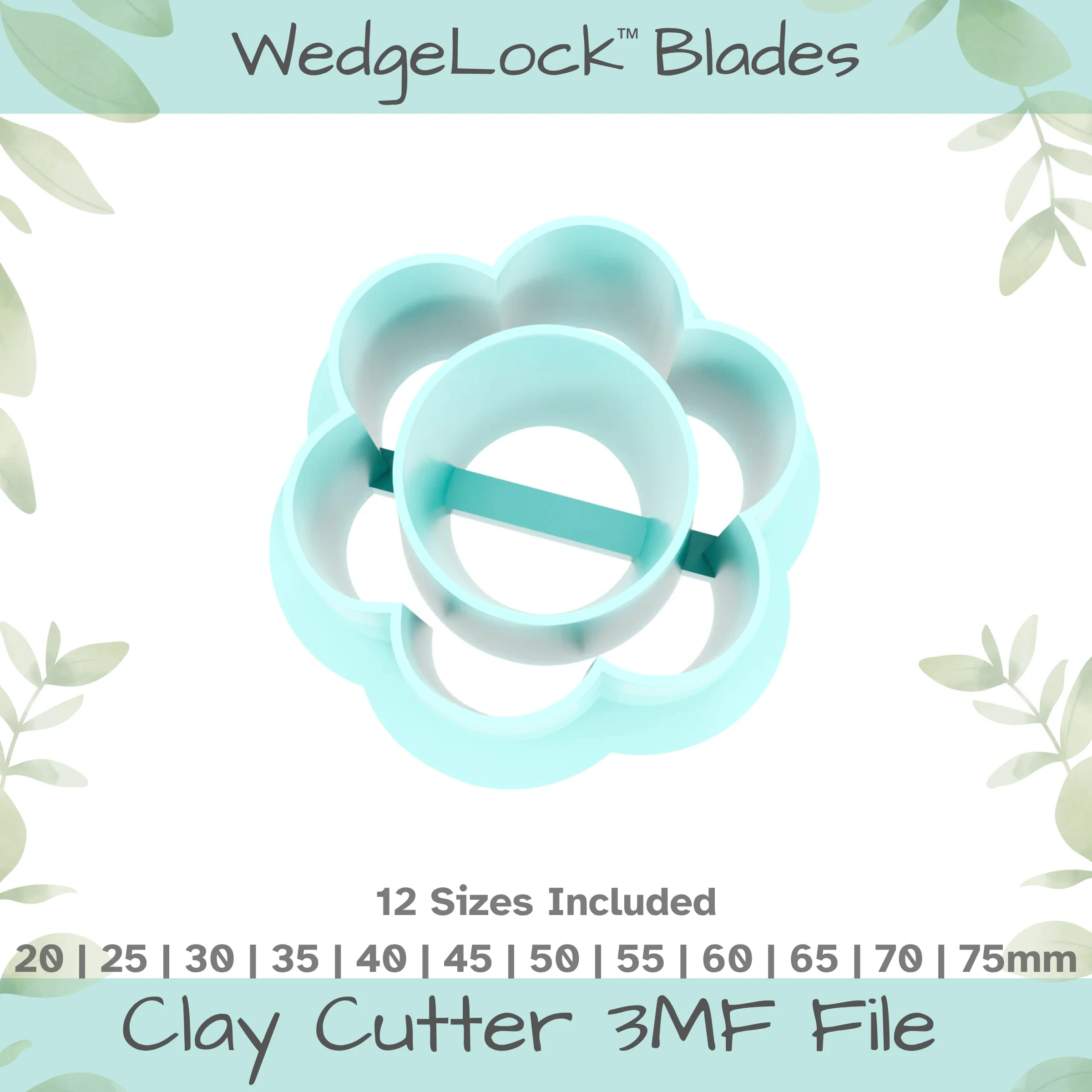 6 Petal Flower V2 Polymer Clay Cutter - 12 Sizes | 24 files, Standard & Thin Versions