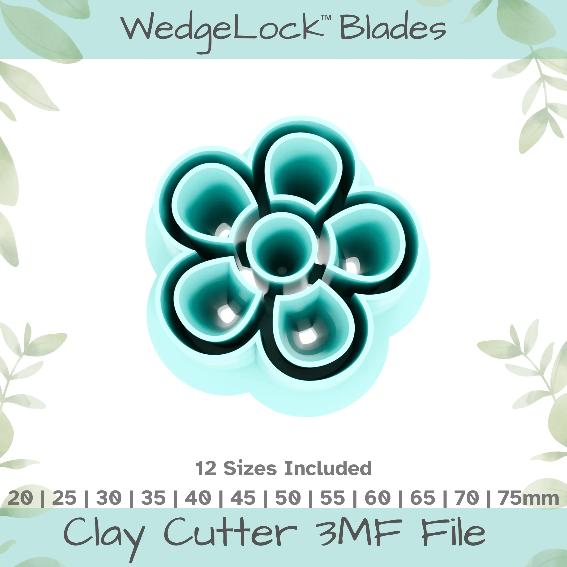 5 Petal Flower Cutouts Polymer Clay Cutter - 12 Sizes