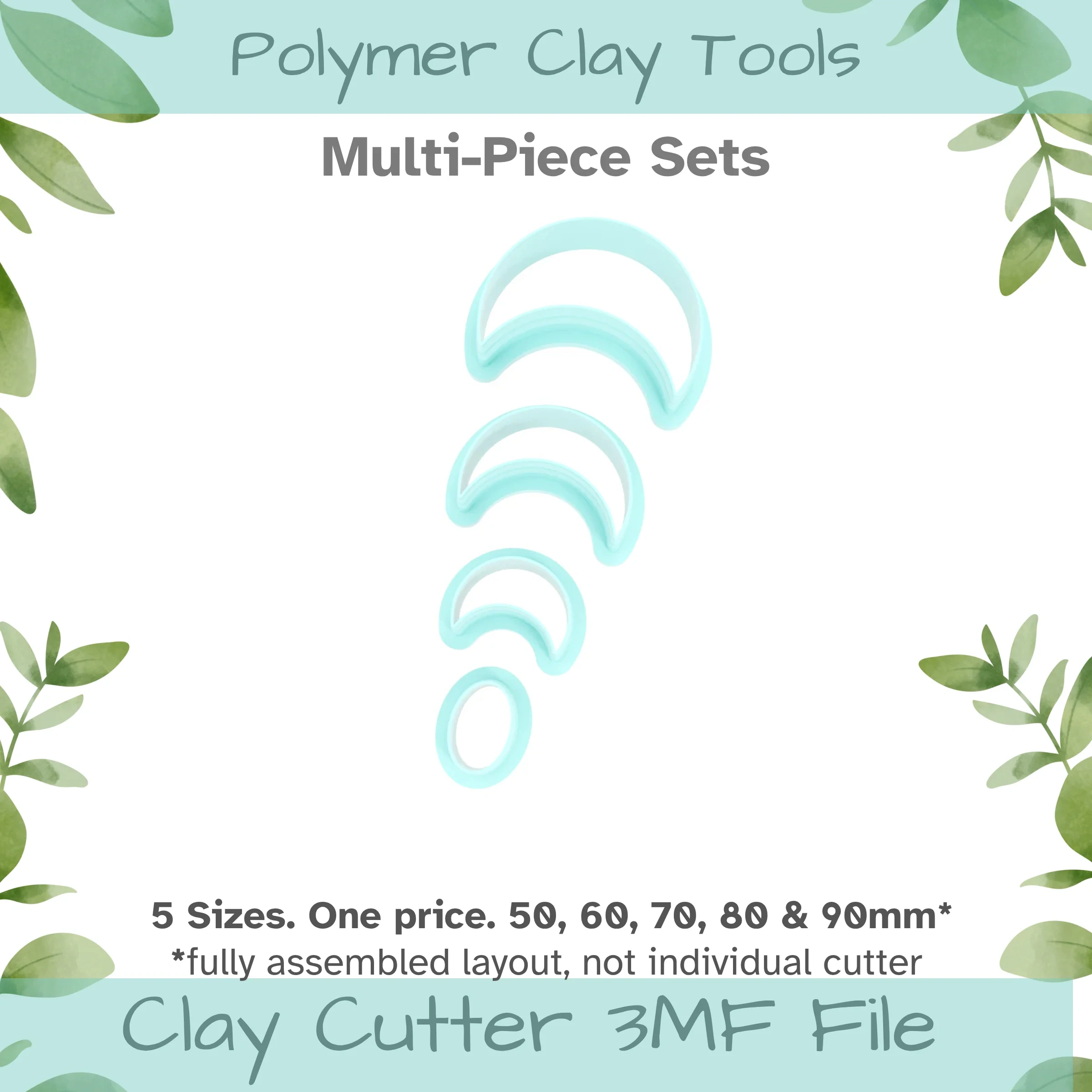 Moondrop Polymer Clay Cutter Set - 5 Sizes