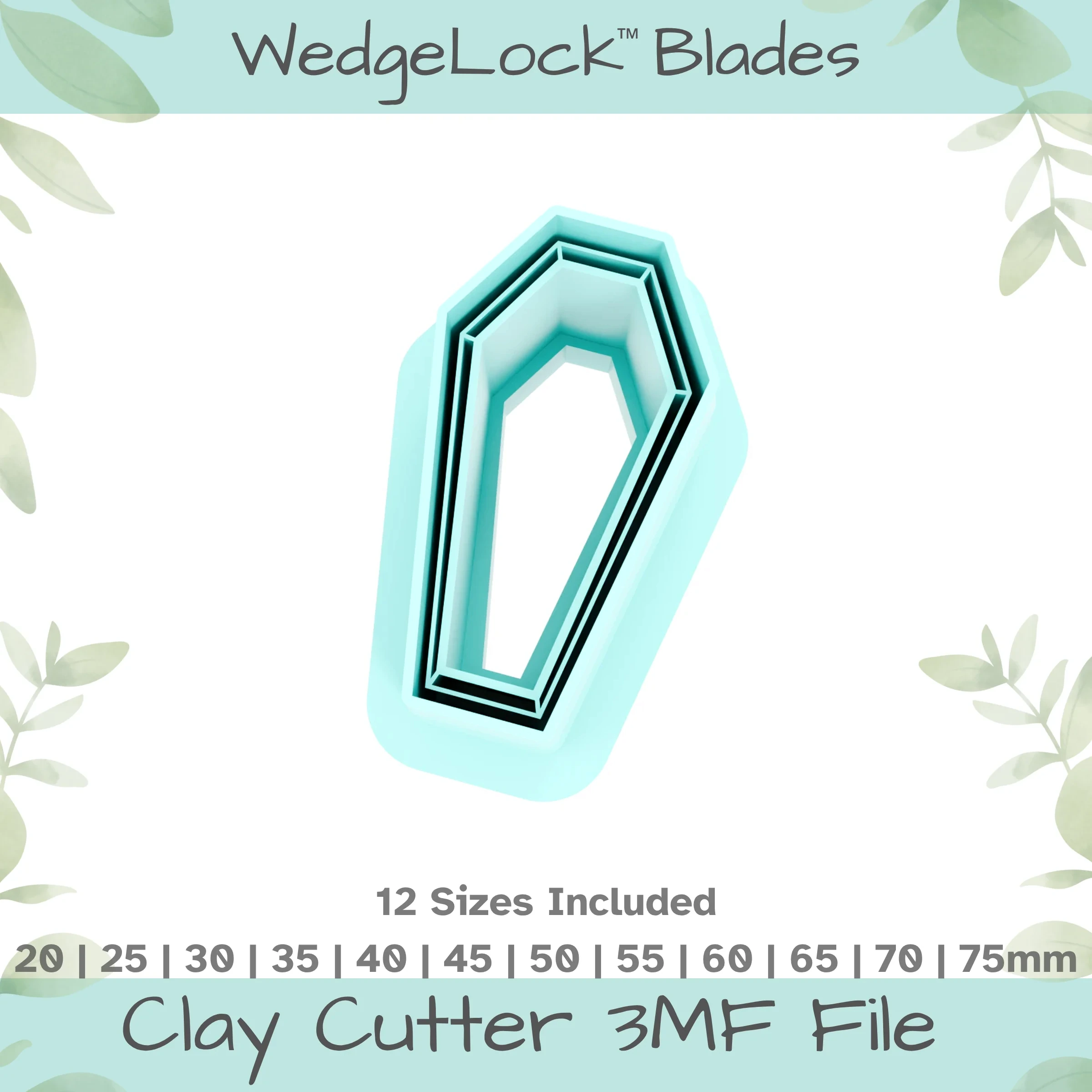 Coffin Polymer Clay Cutter - 12 Sizes | 24 files, Standard & Thin Versions