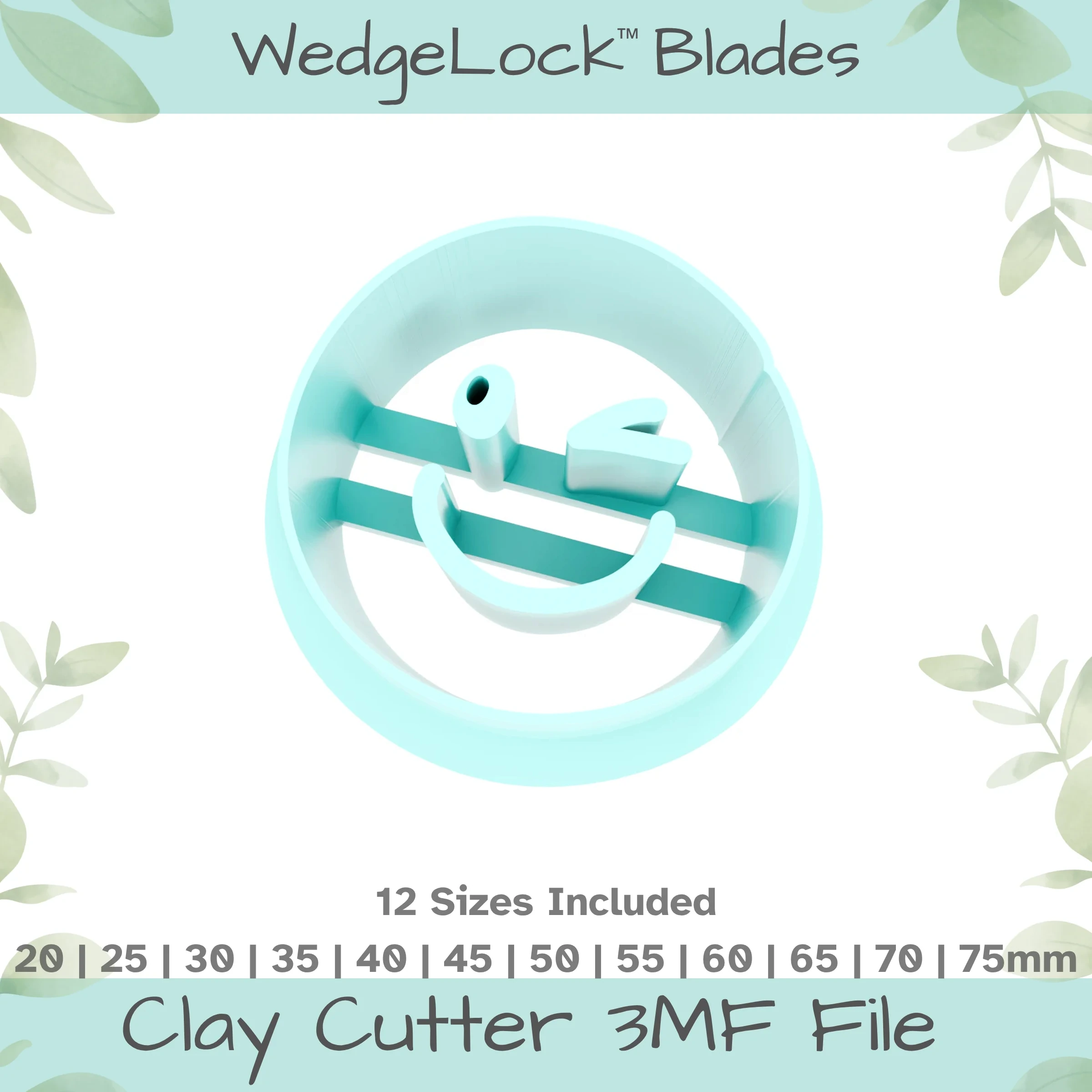 Emoji Wink Polymer Clay Cutter - 12 Sizes | 24 files, Standard & Thin Versions
