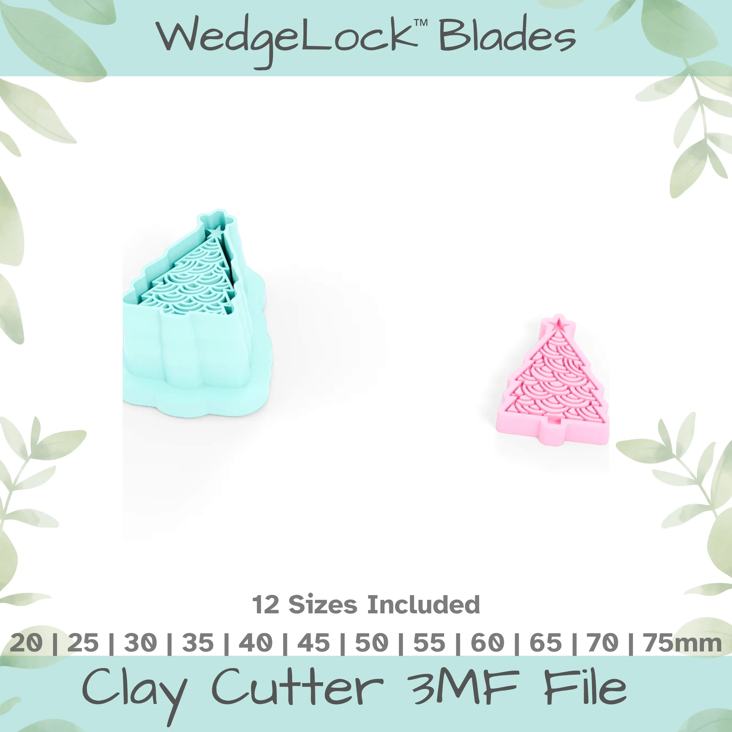 Christmas Tree No. 15 Polymer Clay Cutter - 12 Sizes | 24 files, Standard & Thin Versions