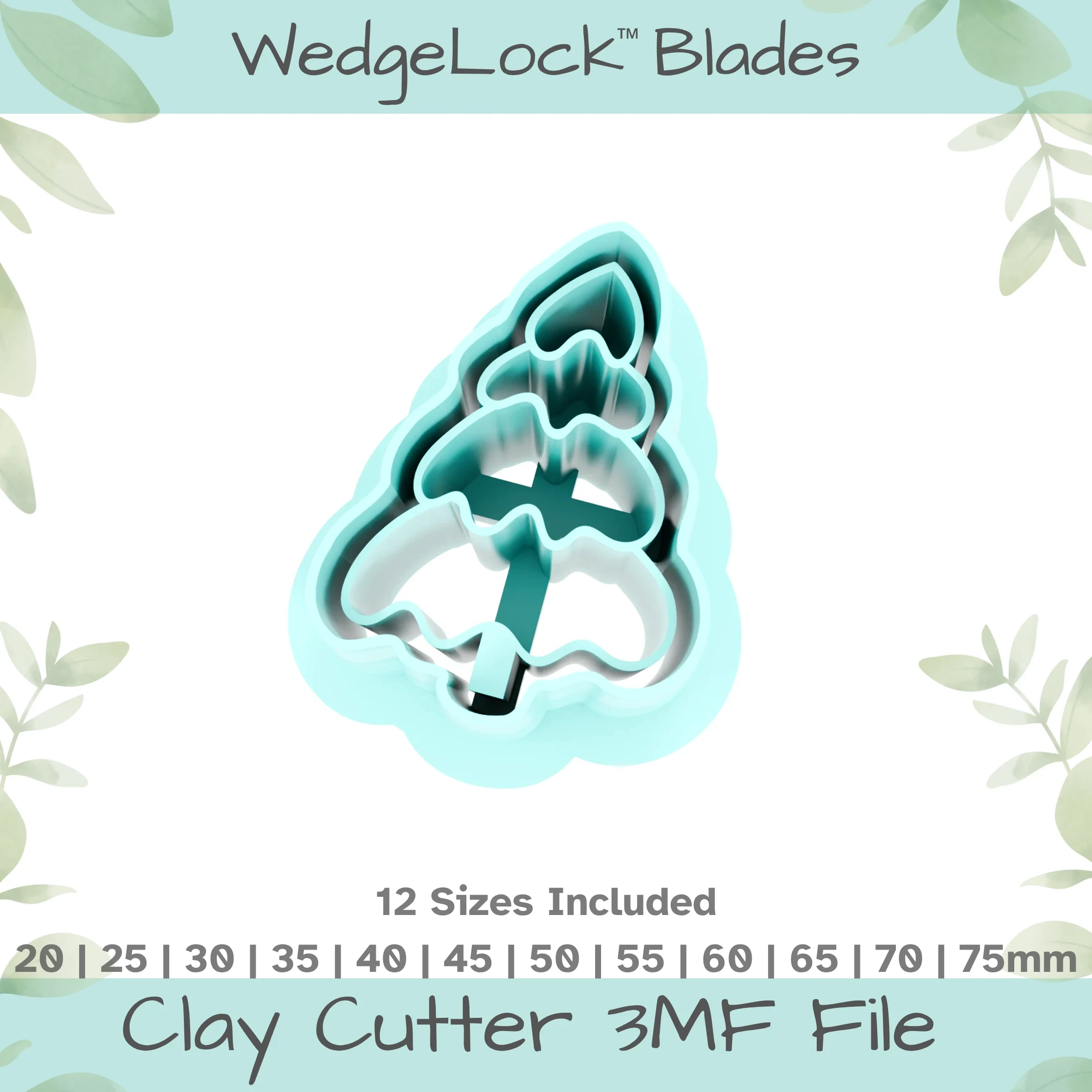 Christmas Tree No. 55 Polymer Clay Cutter - 12 Sizes | 24 files, Standard & Thin Versions