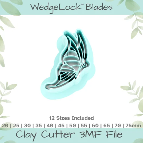 Butterfly Side Polymer Clay Cutter - 12 Sizes | 24 files, Standard & Thin Versions - Image 1