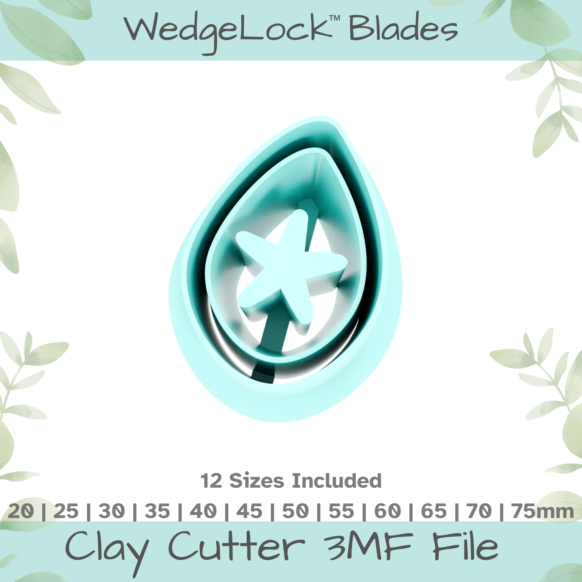 Starfish No. 2 Polymer Clay Cutter - 12 Sizes | 24 files, Standard & Thin Versions