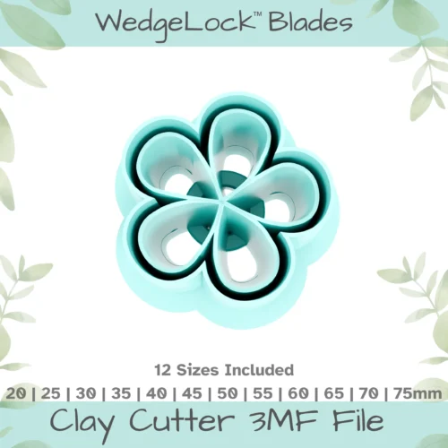 5 Petal Flower No. 1 Polymer Clay Cutter - 12 Sizes | 24 files, Standard & Thin Versions - Image 1