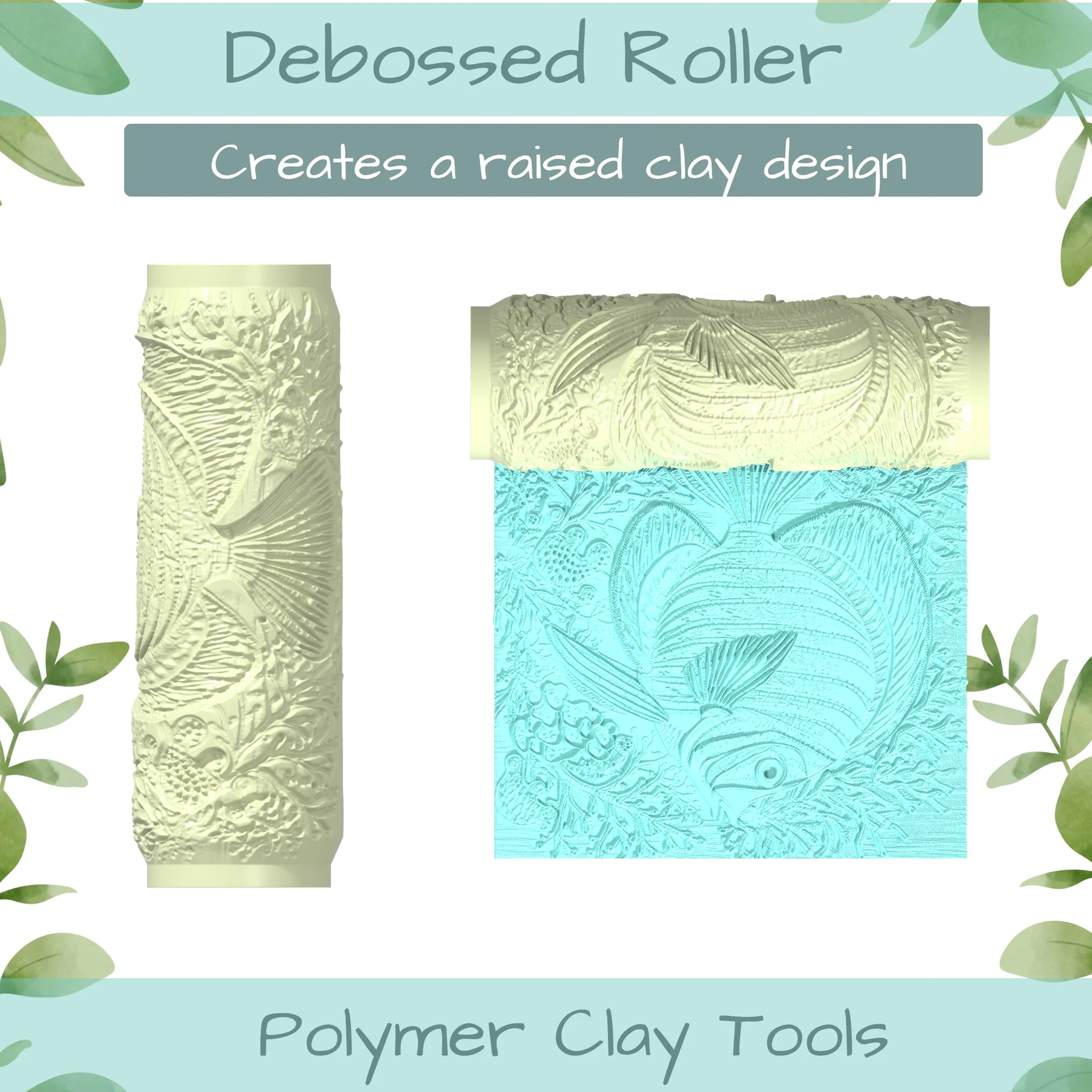 Fish No. 1 Polymer Clay Texture Roller Duo