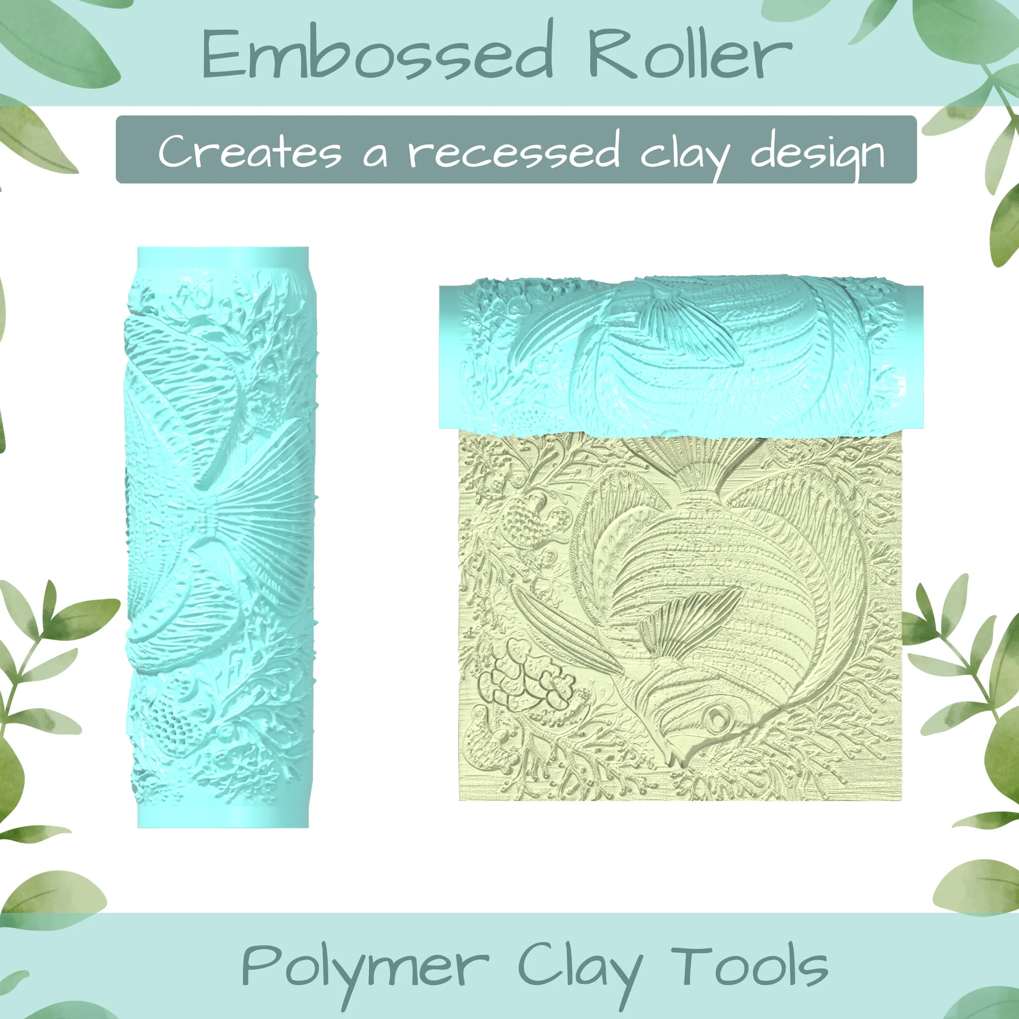 Fish No. 1 Polymer Clay Texture Roller Duo