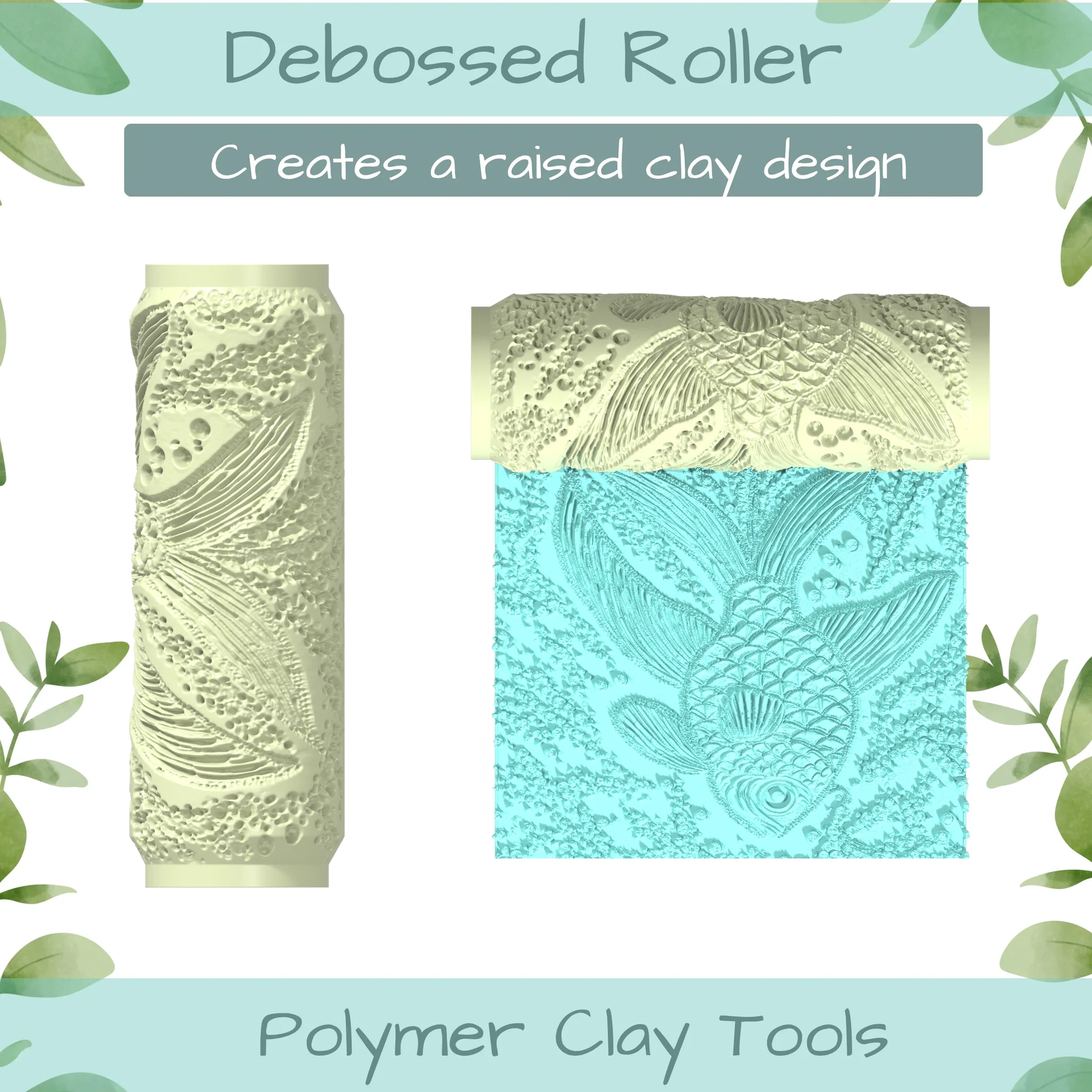 Fish No. 2 Polymer Clay Texture Roller Duo