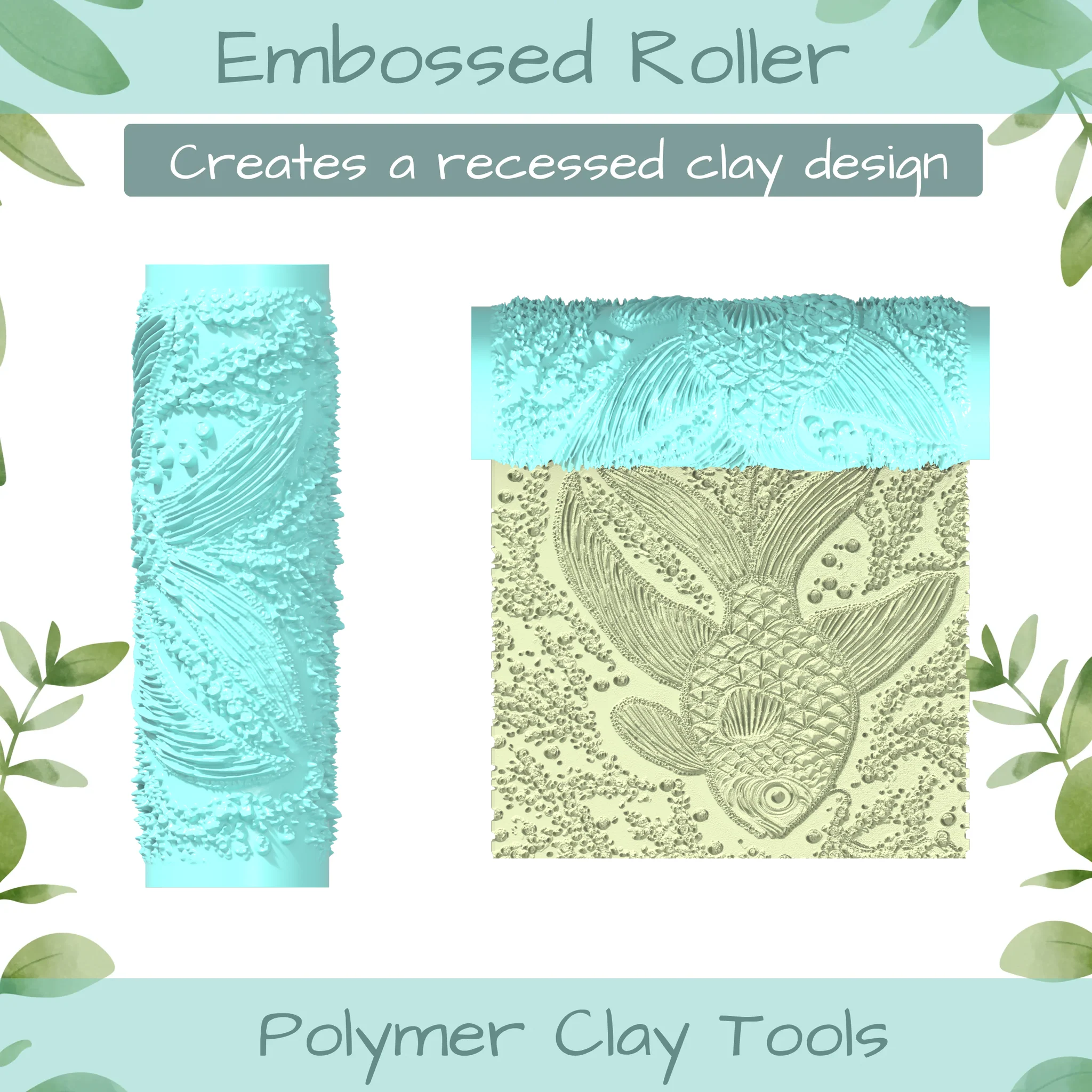 Fish No. 2 Polymer Clay Texture Roller Duo