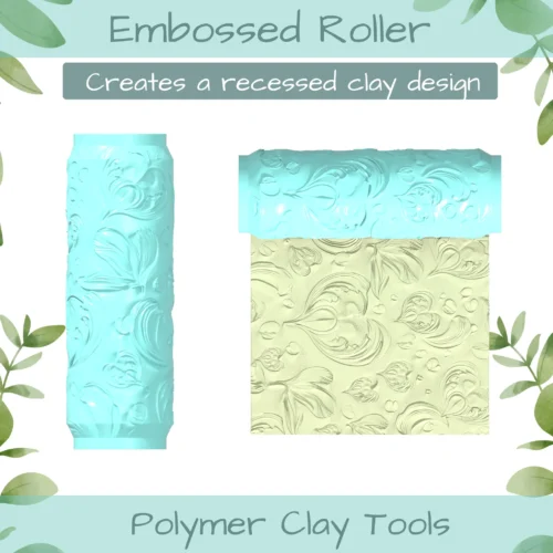 Floral Heart No. 1 Polymer Clay Texture Roller Duo - Image 3
