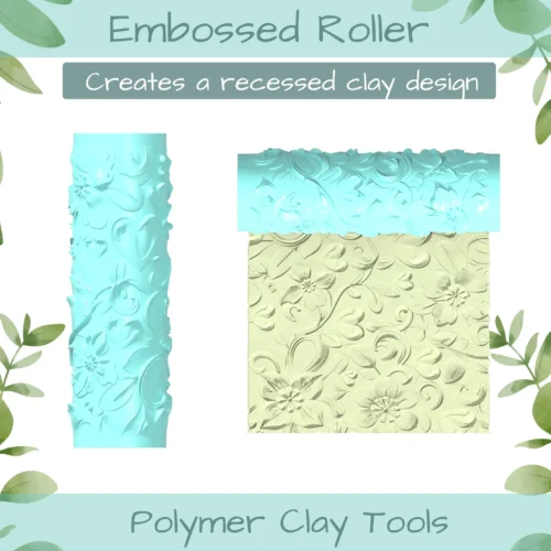 Floral Heart No. 12 Polymer Clay Texture Roller Duo - Image 3