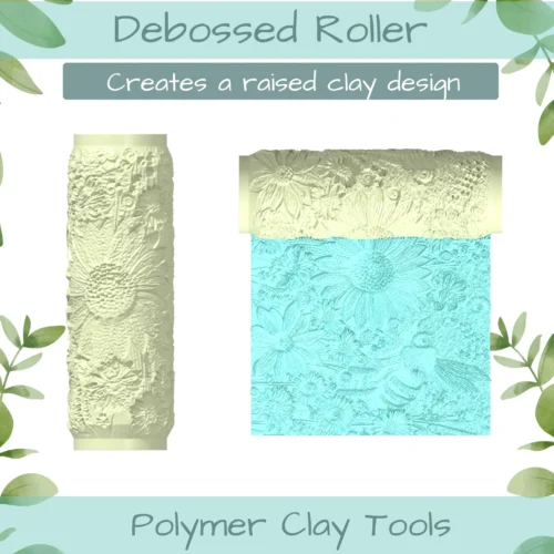 Florals No. 1 Polymer Clay Texture Roller Duo - Image 2