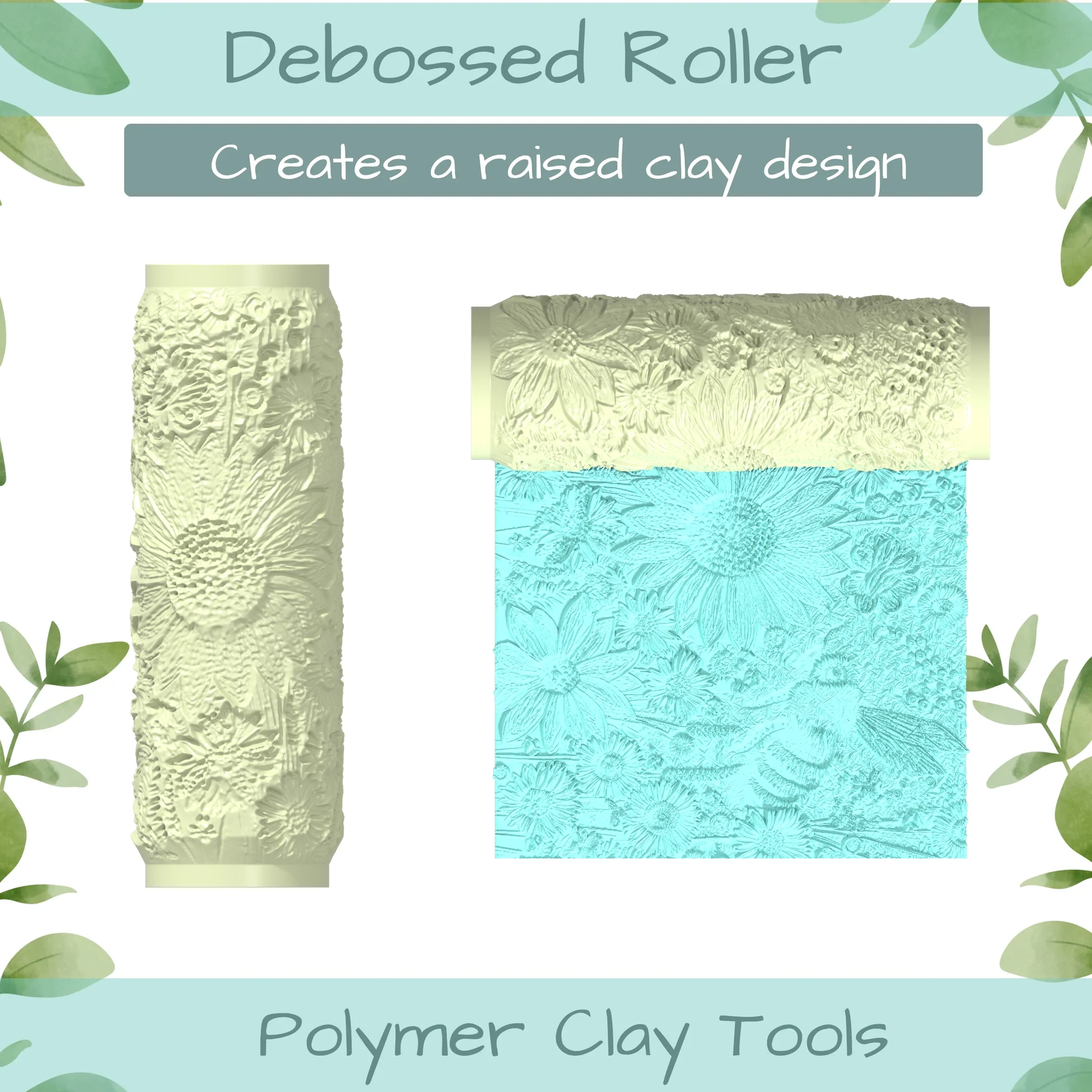 Florals No. 1 Polymer Clay Texture Roller Duo