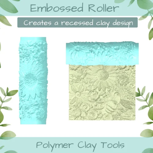Florals No. 1 Polymer Clay Texture Roller Duo - Image 3