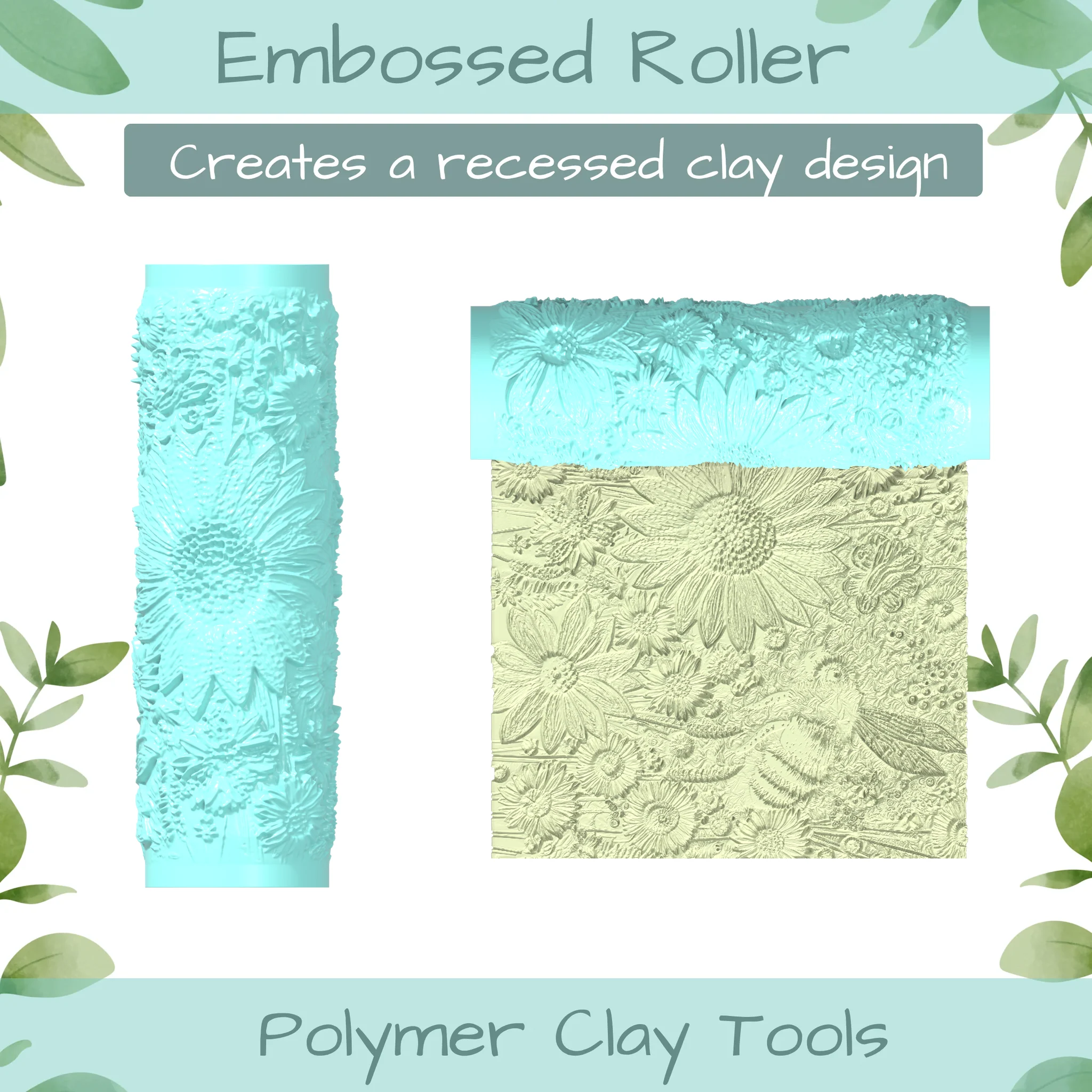 Florals No. 1 Polymer Clay Texture Roller Duo