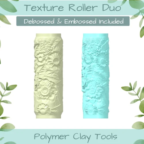Florals No. 13 Polymer Clay Texture Roller Duo - Image 1