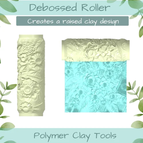 Florals No. 13 Polymer Clay Texture Roller Duo - Image 2