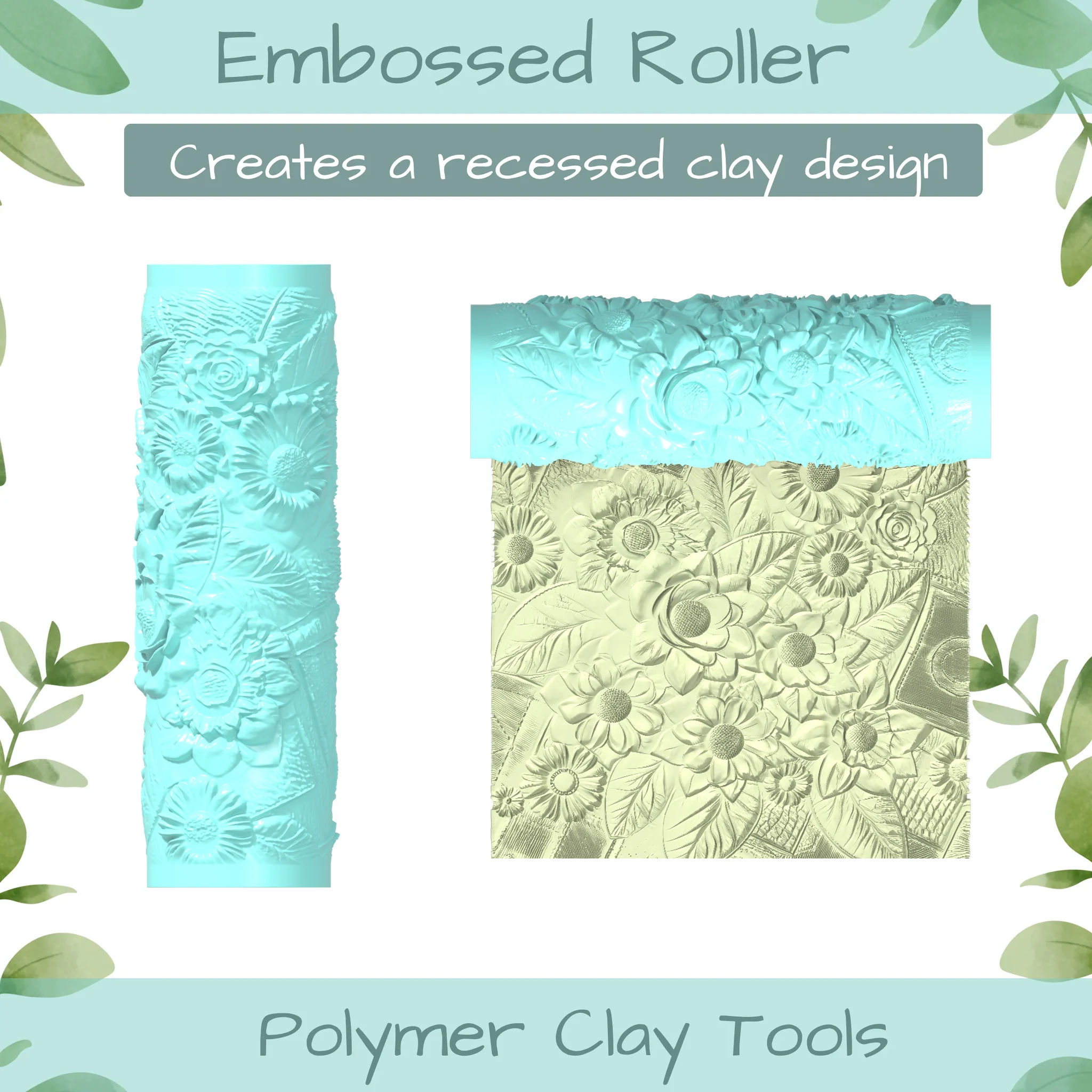 Florals No. 13 Polymer Clay Texture Roller Duo