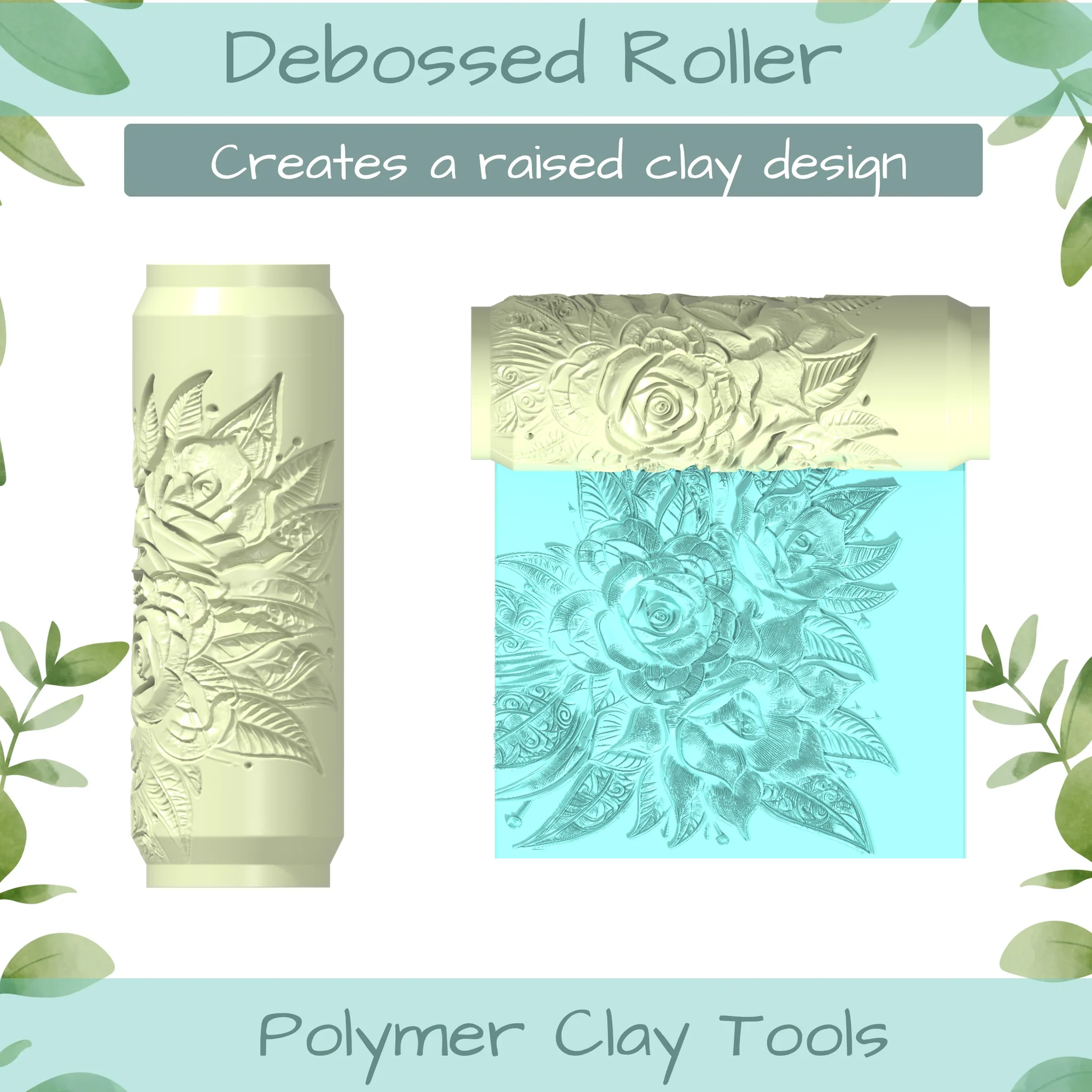 Florals No. 14 Polymer Clay Texture Roller Duo