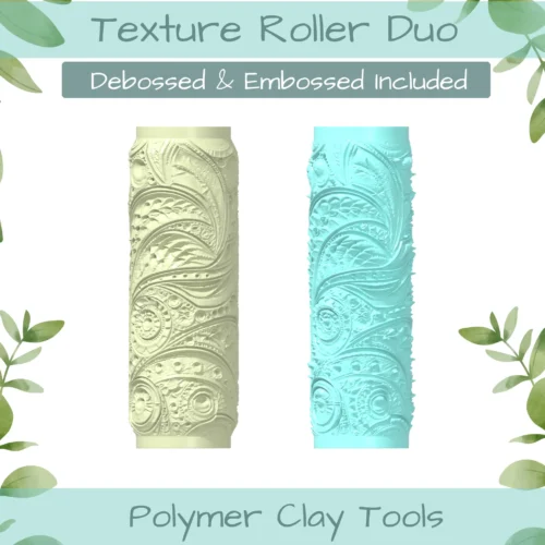 Florals No. 16 Polymer Clay Texture Roller Duo - Image 1