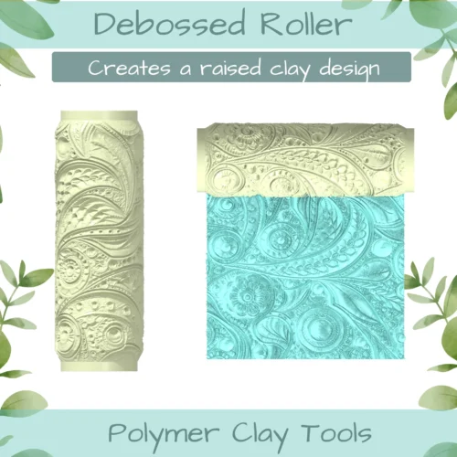 Florals No. 16 Polymer Clay Texture Roller Duo - Image 2