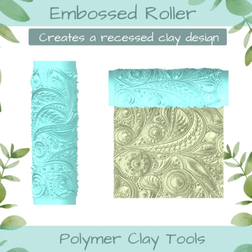 Florals No. 16 Polymer Clay Texture Roller Duo - Image 3