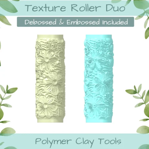Florals No. 17 Polymer Clay Texture Roller Duo - Image 1