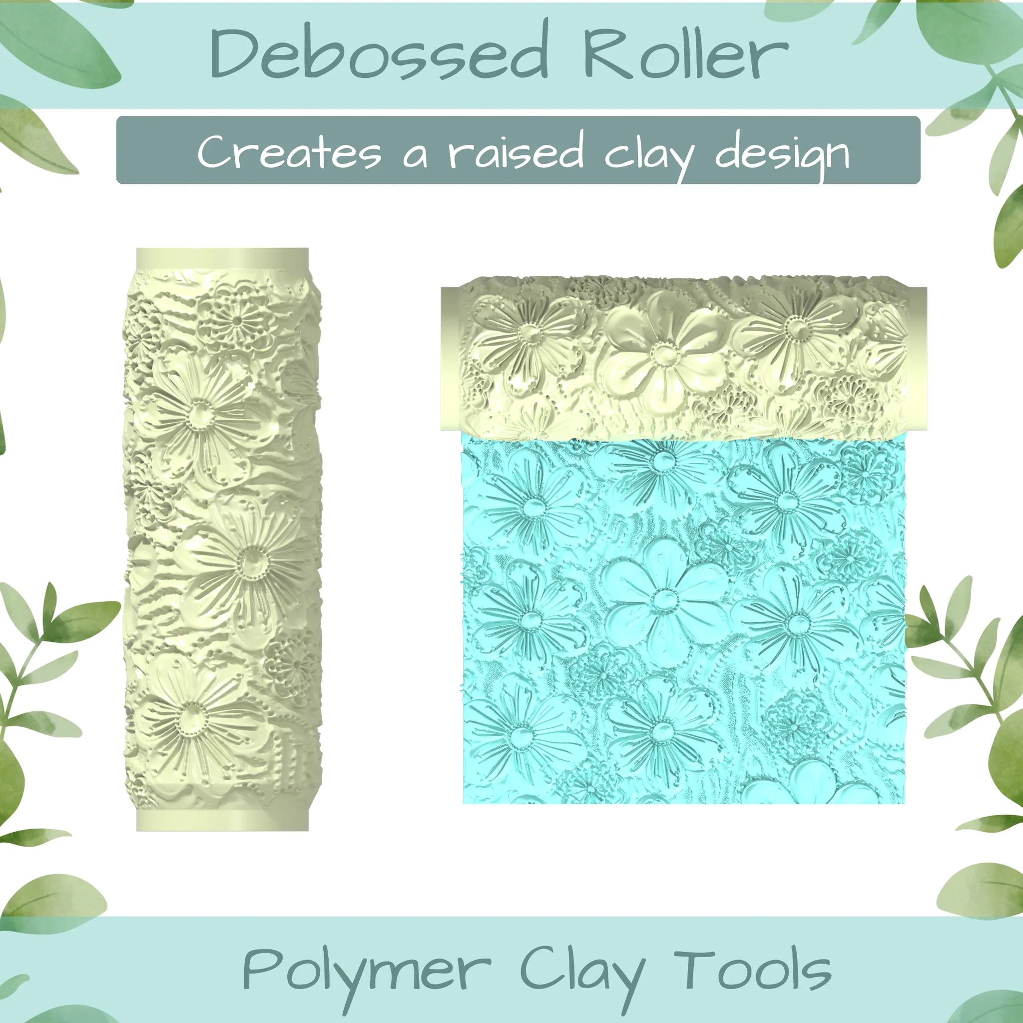Florals No. 17 Polymer Clay Texture Roller Duo